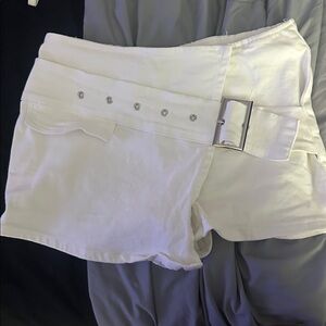 Windsor High Waist White Belted Shorts